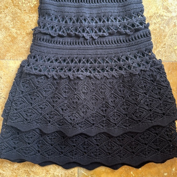 Vintage Black Crochet Halter Mini Dress - Picture 2 of 6